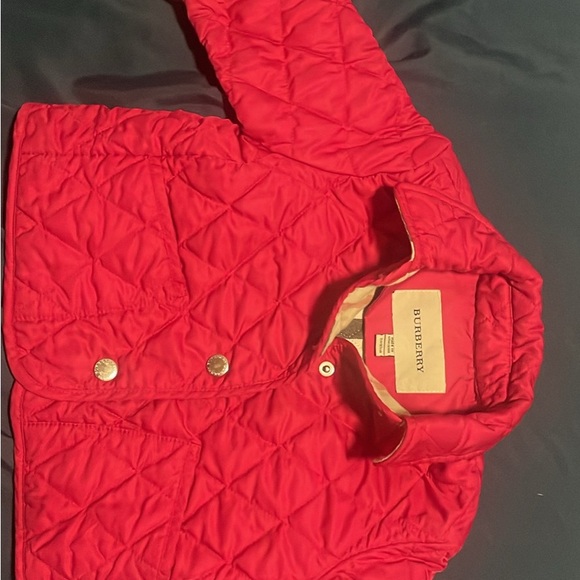 Burberry Red Puffer Jacket with Quilted Design